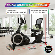 Marshal Fitness Recumbent Exercise Bike with 8-Level Magnetic Resistance, 5kg Internal Flywheel, LCD Monitor, Quiet Home Fitness Cycle (135kg Capacity)