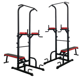 Adjustable Chip Pull Up Bar Rack Dip Bars Gym Lifting Benches Press Weights Exercise Fitness Equipment Home Workout Multi Station Tower, 8 in 1 Half Racks, Foldable Compact Design