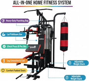 Three Station Compact Multi-Function Home Gym with Punching Bag