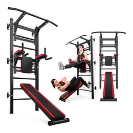Wall Bars with Pull-Up Bar, Dip Station & Incline Bench | Multifunctional Home Gym