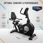 Marshal Fitness Recumbent Exercise Bike with 10-Level Magnetic Resistance, 5kg Internal Flywheel, LCD Display, Quiet Home Fitness Cycle.