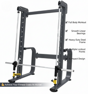 Super Marshal Smith Machine – Multi-Function Home Gym, Heavy-Duty Steel Frame, Adjustable Barbell & Safety Stops for Strength Training