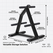 Strength Barbell & Weight Plate Storage Rack – Heavy Duty Bar Holder & Bumper Plate Tree Stand, Stable Steel Gym Equipment Organizer