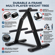 Strength Barbell & Weight Plate Storage Rack – Heavy Duty Bar Holder & Bumper Plate Tree Stand, Stable Steel Gym Equipment Organizer