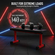 Marshal Fitness Flat Exercise Bench – Heavy-Duty Workout Bench with Foam PU Seat, Non-Slip Grips, Stable Design for Home Gym Training