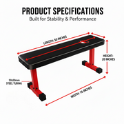 Marshal Fitness Flat Exercise Bench – Heavy-Duty Workout Bench with Foam PU Seat, Non-Slip Grips, Stable Design for Home Gym Training