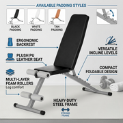 Incline Training Foldable Unisex Weight Bench with Leg Lock – Fully Adjustable Incline Bench for Weight Lifting, Heavy Duty Strength Training Bench