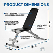 Incline Training Foldable Unisex Weight Bench with Leg Lock – Fully Adjustable Incline Bench for Weight Lifting, Heavy Duty Strength Training Bench