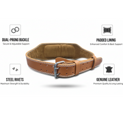 Brown Leather Gym Belt – Heavy-Duty Weightlifting Belt for Back Support, Powerlifting & Strength Training