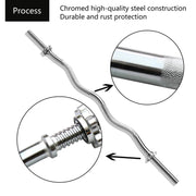 Threaded EZ Curl Bar with Spinlock Collars – Heavy-Duty Curl Bar for Biceps, Triceps & Strength Training