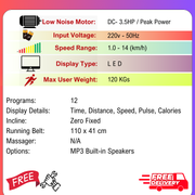 3.5HP Brushless Motor Home Treadmill – Foldable Design