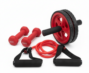 3-in-1 Home Workout Set – Exercise Wheel, Dumbbells & Resistance Band Combo for Full-Body Training