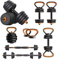 Adjustable Dumbbell & Kettlebell & Barbell Set for Home Gym Workout