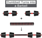 Adjustable Barbell Set 2 in 1 - Black Cement Steel Rubber Dumbbells