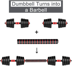 Adjustable Barbell Set 2 in 1 - Black Cement Steel Rubber Dumbbells