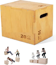 خشبي بليو مربع تمرين صندوق القفز plyometric للقفز المدربين | MF-0357-16x20x24