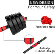 Adjustable Barbell Set 2 in 1 - Black Cement Steel Rubber Dumbbells