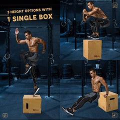 Wooden Plyo Box Exercise Plyometric Jump Box for Jumping Trainers | MF-0357-12x14x16