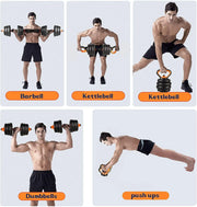 Adjustable Dumbbell & Kettlebell & Barbell Set for Home Gym Workout