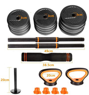 Adjustable Dumbbell & Kettlebell & Barbell Set for Home Gym Workout