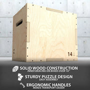 خشبي بليو مربع تمرين صندوق القفز plyometric للقفز المدربين | MF-0357-12x14x16