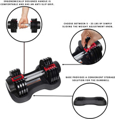 Adjustable Dumbbells 5-12.5 lbs with Quick-Change System