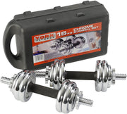 York Fitness 15kg Chrome Dumbbell Set and Case