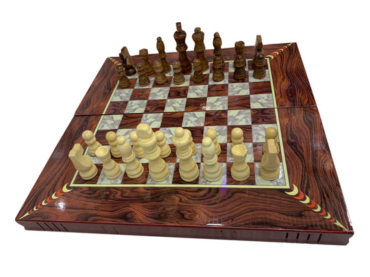3-In-1 Chess Set - Play Chess, Checkers, and Backgammon