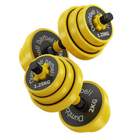 New Rubber Coated 2 in 1 Yellow Barbell Dumbbell Sets Hand Weights Arm Strength Training weightlifting
