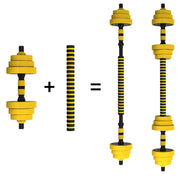 New Rubber Coated 2 in 1 Yellow Barbell Dumbbell Sets Hand Weights Arm Strength Training weightlifting